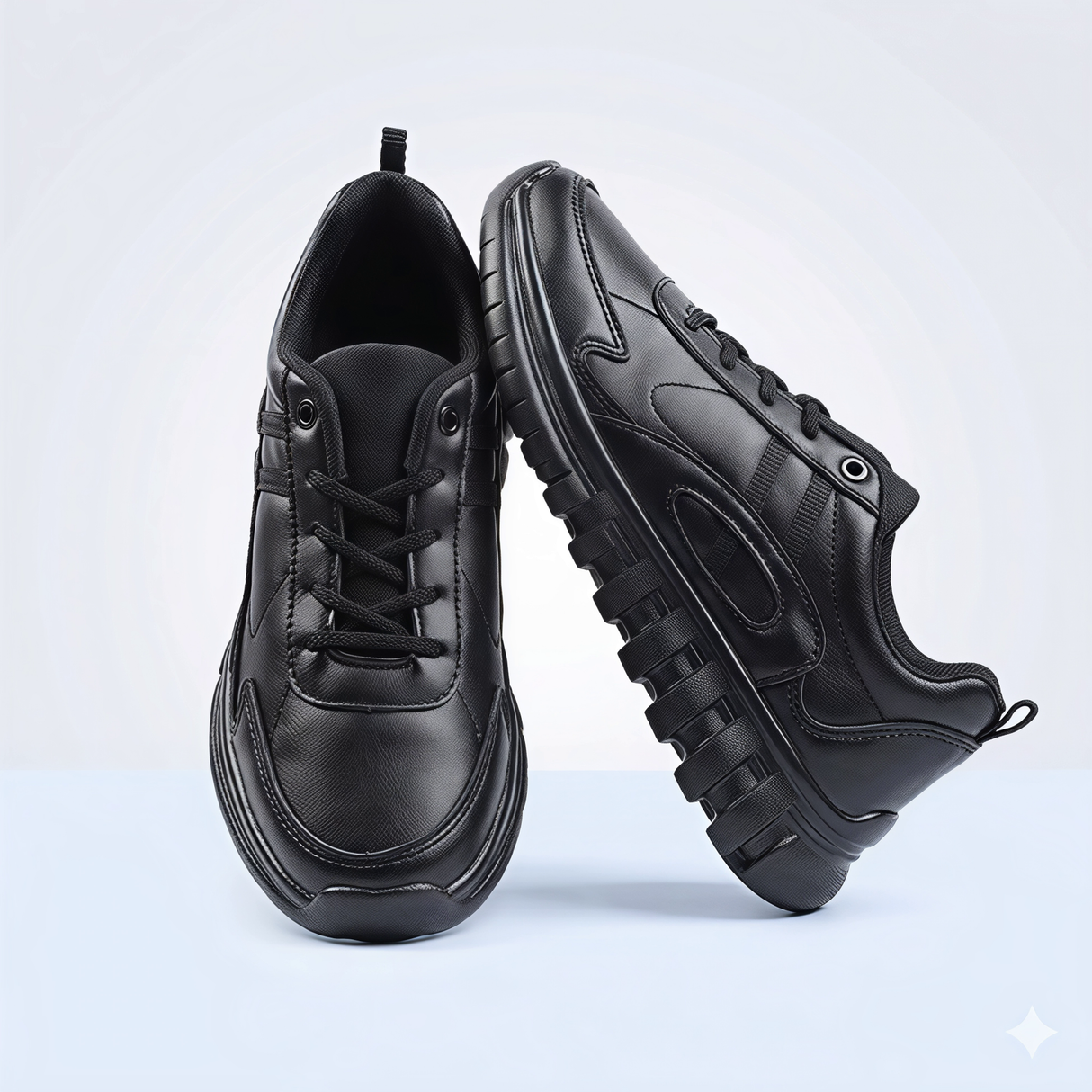 Liberty Force 10 Classic Black Lace-Up School Shoes.