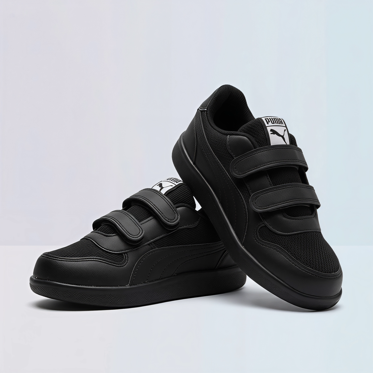 Puma Black Velcro Unisex School Shoes.