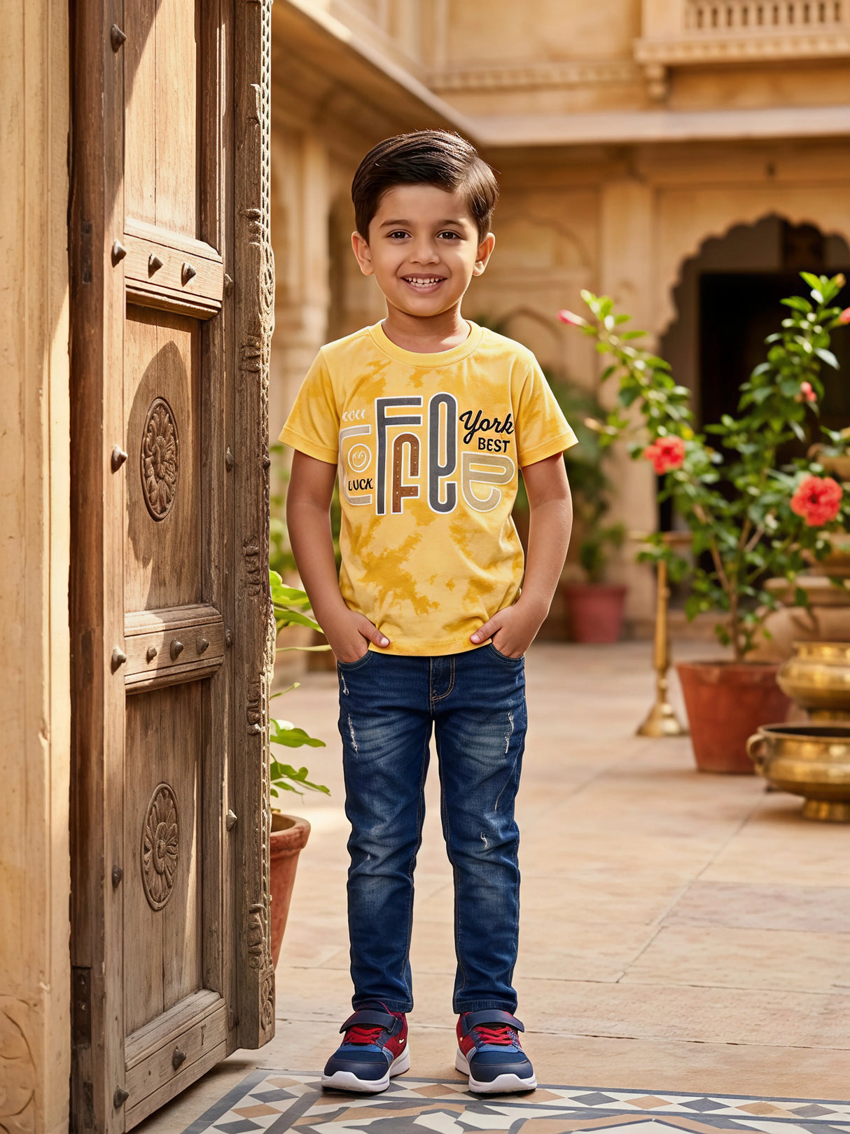 Boys Yellow Tie-Dye Graphic T-Shirt - York Best Free Print