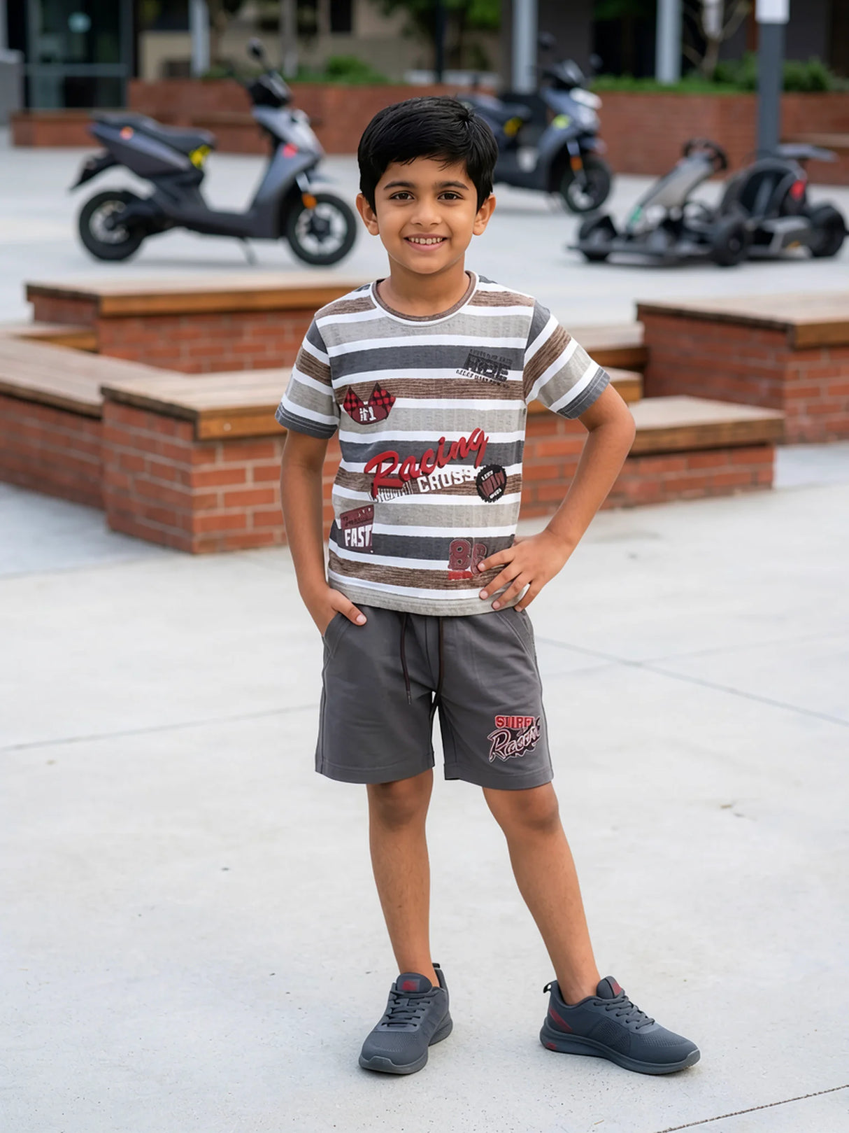 Boys' Dark Grey Racing Theme Coordinate Set