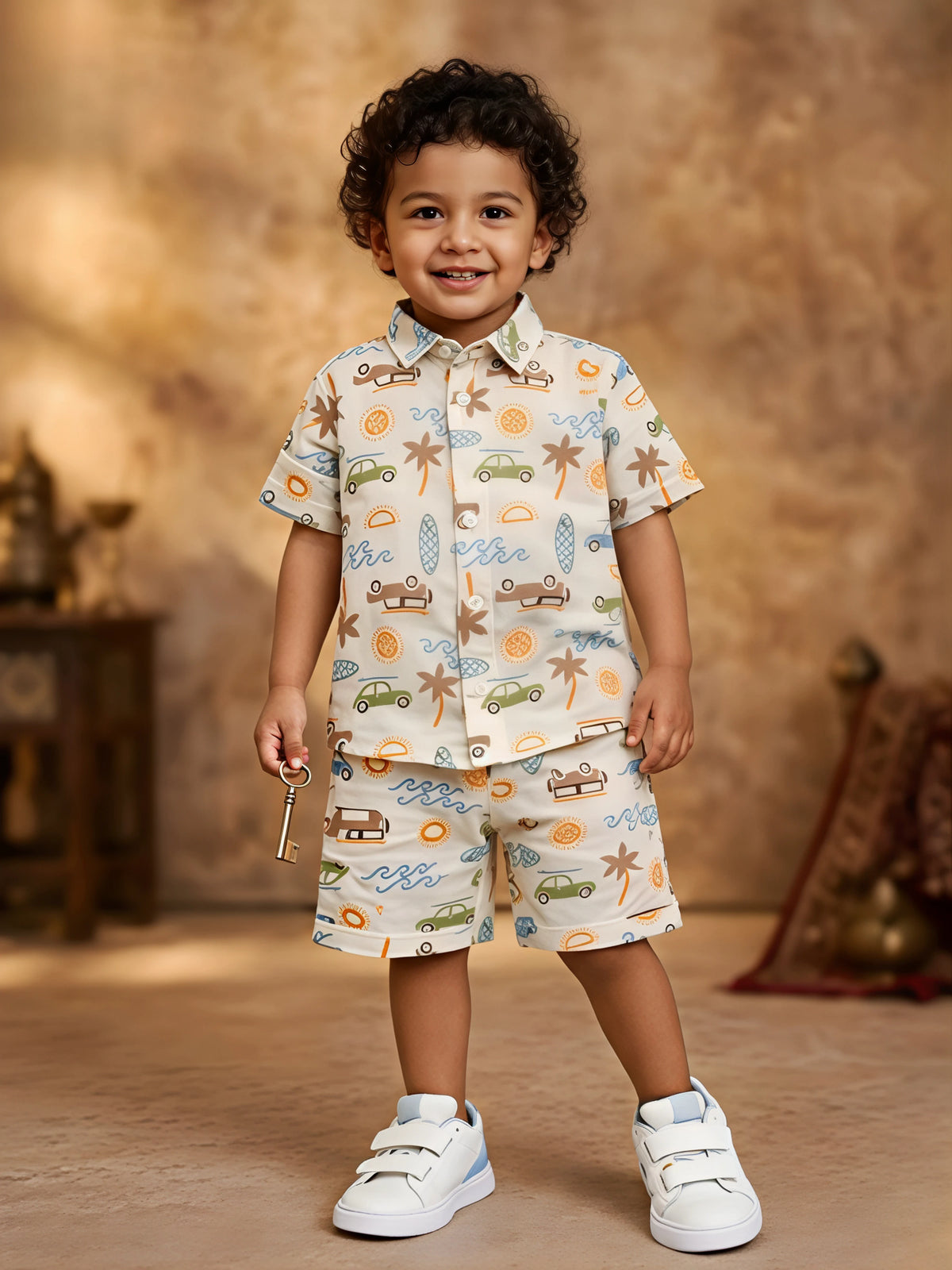Boys Orange Beach-Themed Summer Co-ord Set