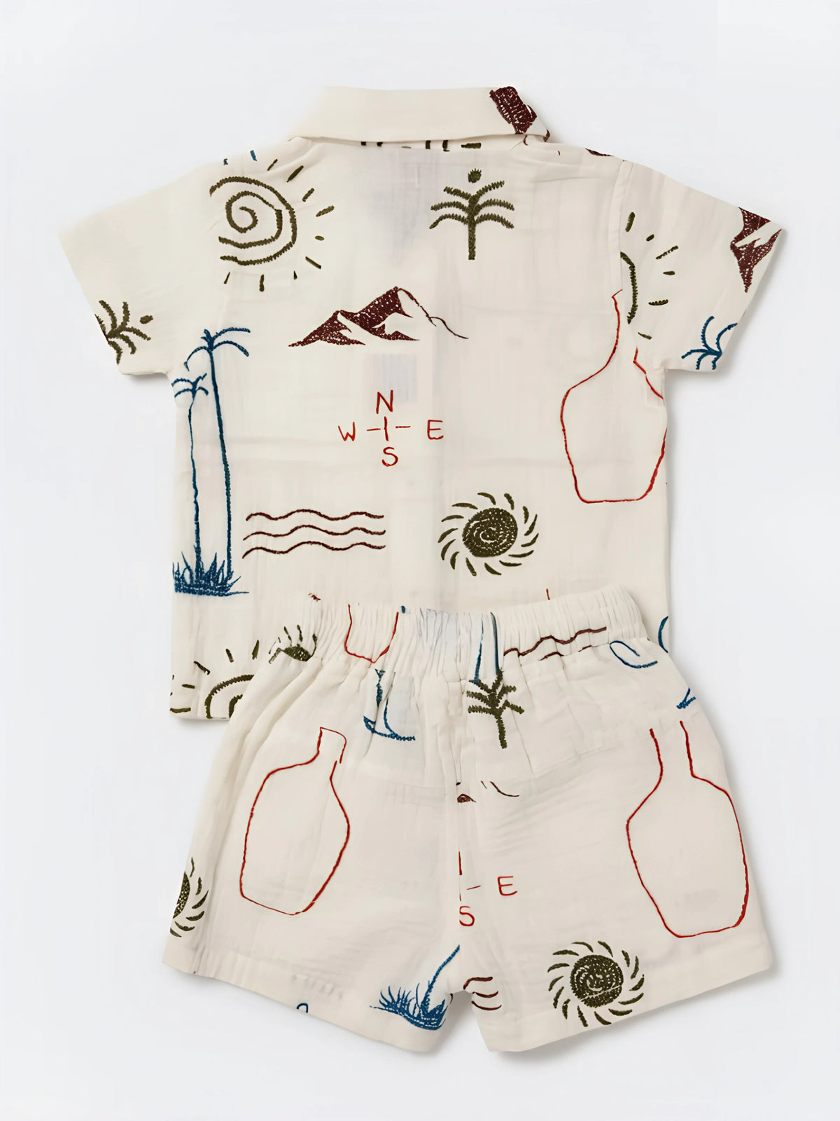 Green Doodle Printed Cotton Boys Coordinate Set