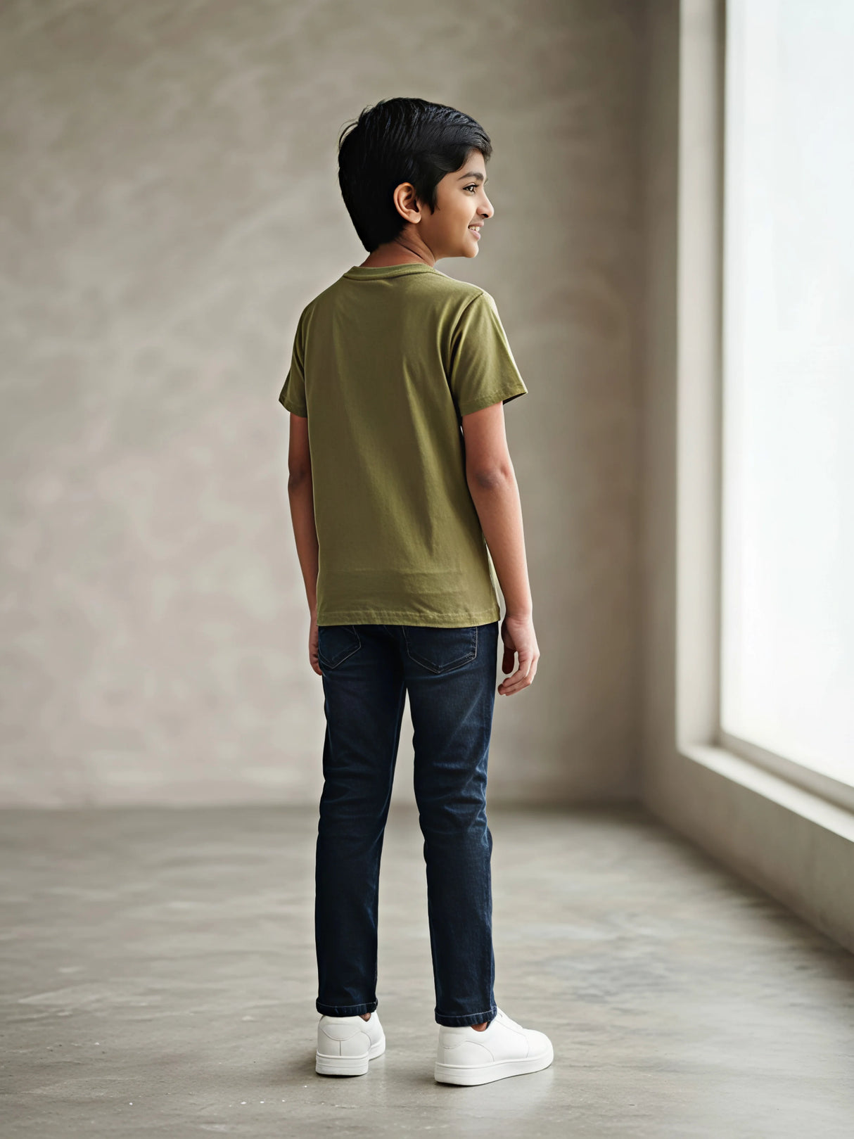 Boys Olive Green Spider-Man Graphic Printed T-Shirt
