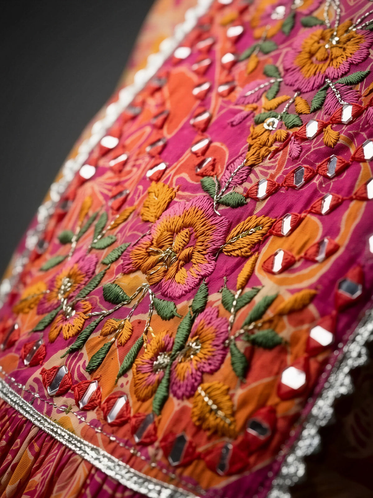 Girls Pink Printed Ethnic Sharara Set.