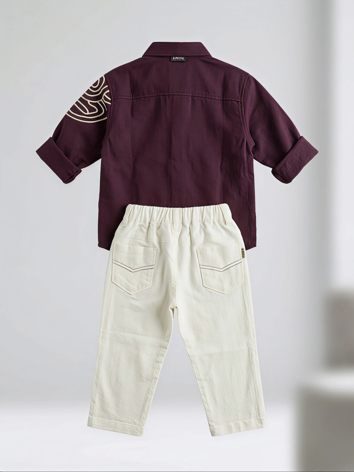 Boys Maroon Embroidered Shirt and Trousers