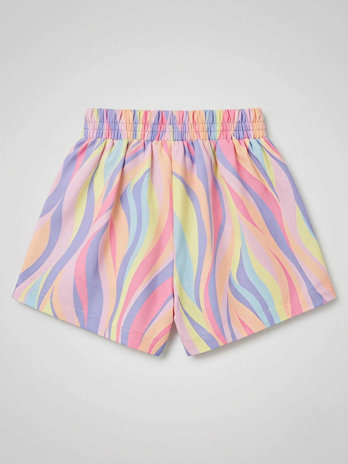 Girls Casual Pink Multicolor Swirl Print Daily Wear Shorts
