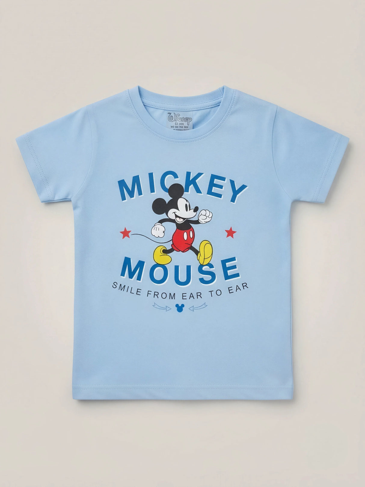 Boys Light Blue Mickey Mouse Printed T-Shirt