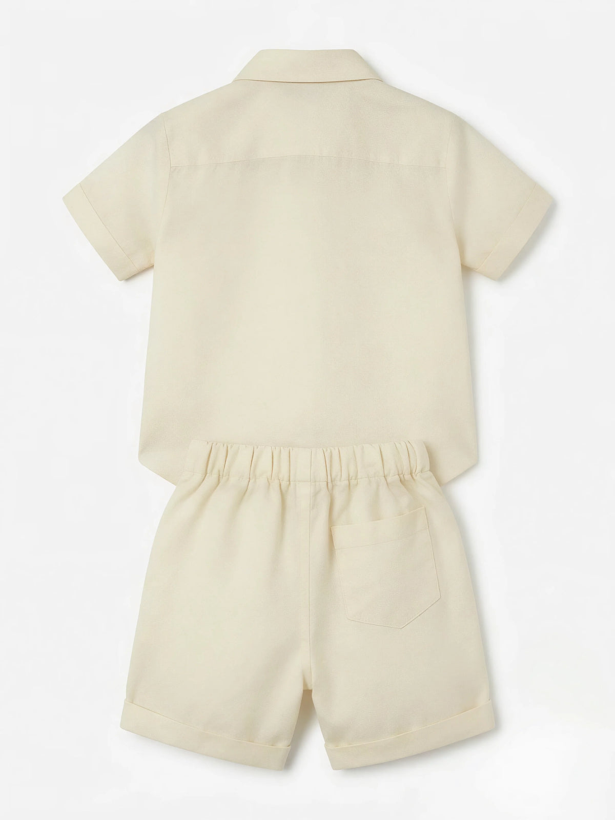 Yellow Solid Short Sleeve Cotton Boys Coordinate Set