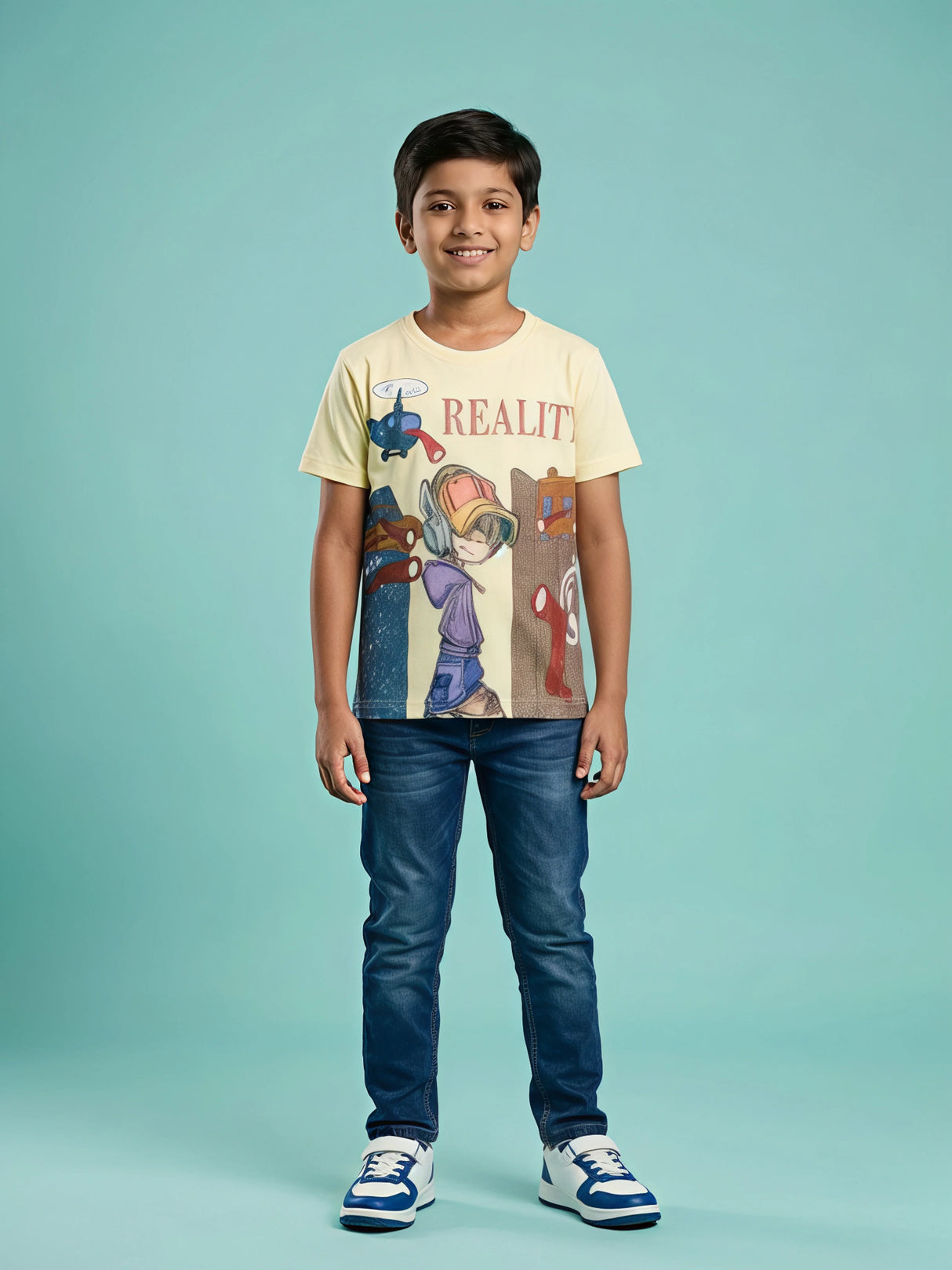 Boys Yellow Reality Graphic Print T-Shirt