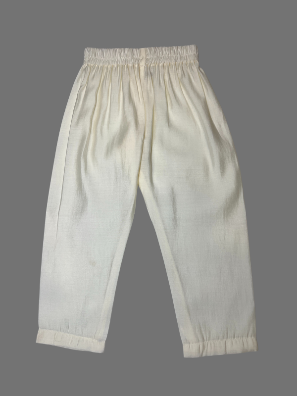 Boys' White Kurta Set with Silver Embroidered Jacket.