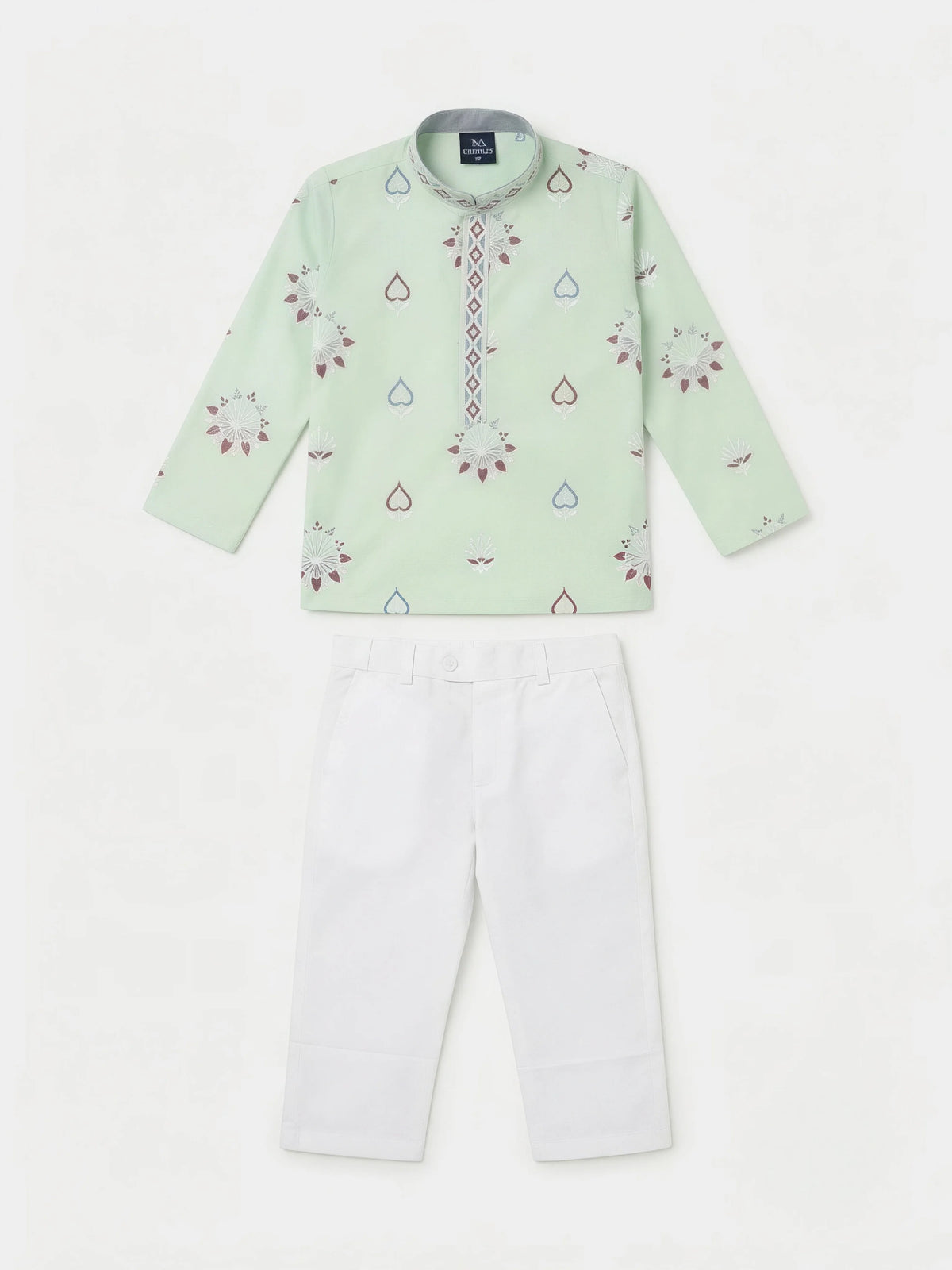 Green Printed Kurta Pajama Set for Boys