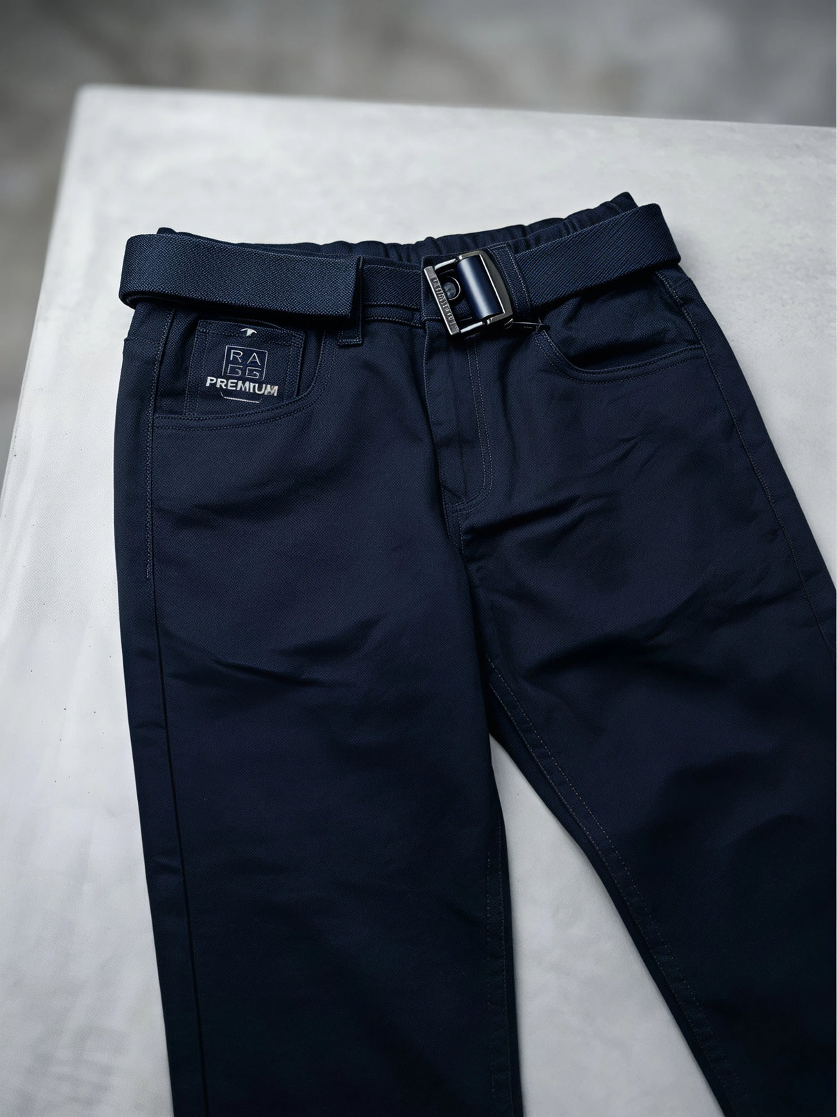 Boys' Dark Blue Slim Fit Casual Pants