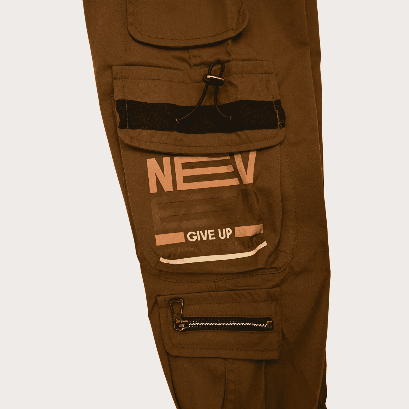 Boys Casual Plain Cotton Joggers With Rib - Coffee