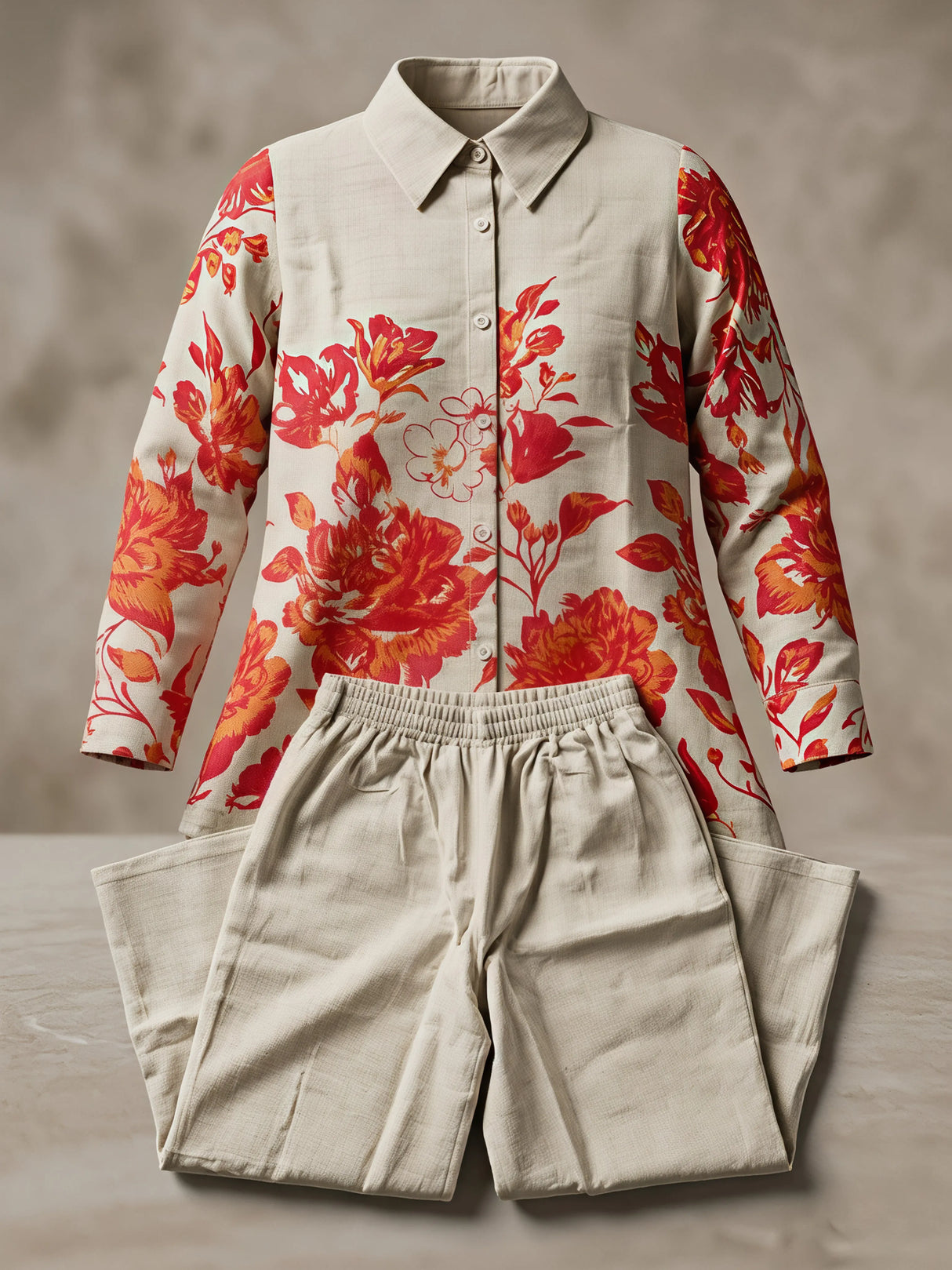 Girls Pink Floral Printed Shirt & Palazzo Set