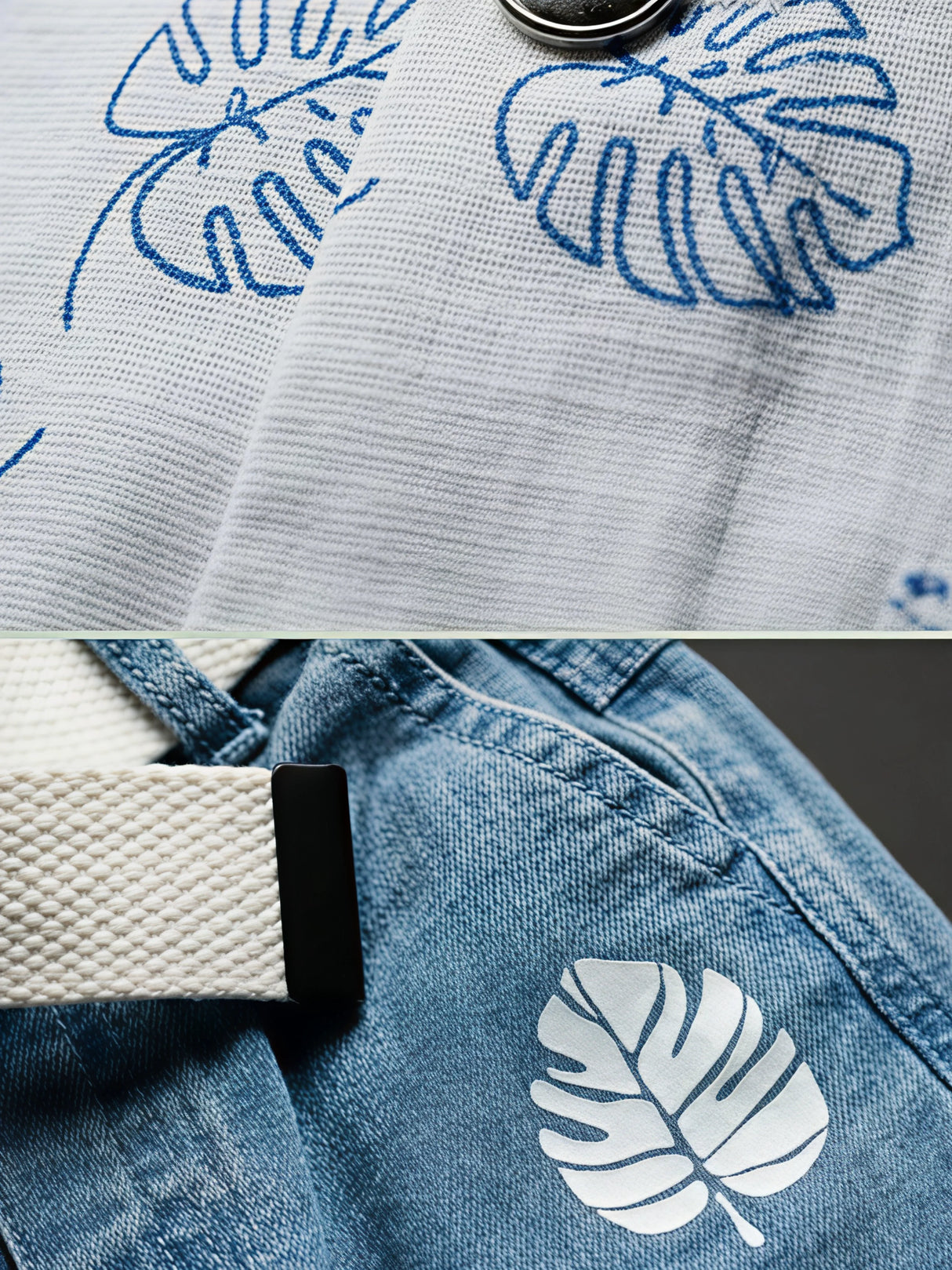 Boys Blue Leaf Print Co-ord Set with Shorts.