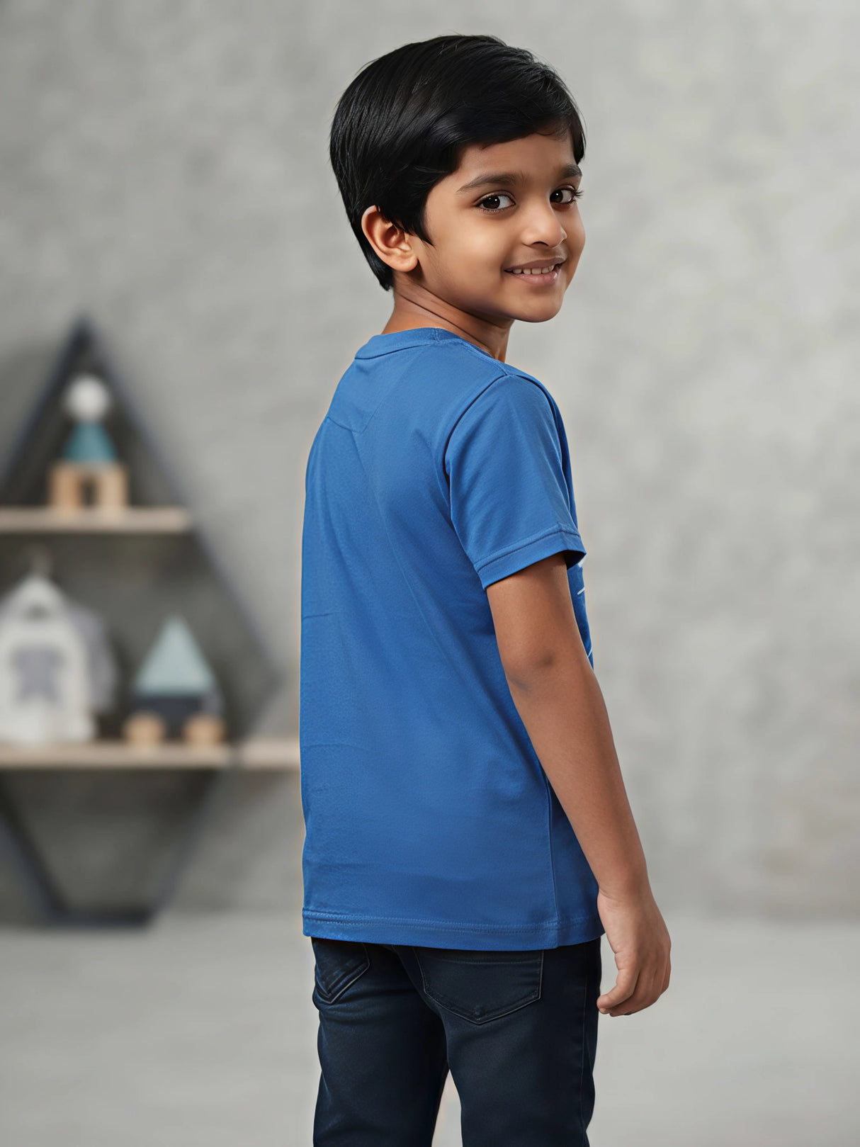 Boys Blue Superhero Graphic Printed Crew Neck T-Shirt