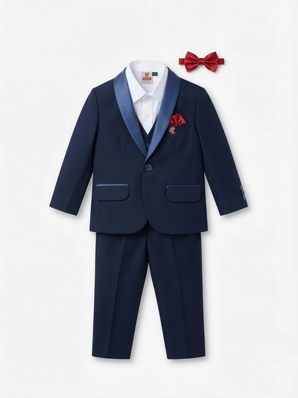 Boys Navy Blue Tuxedo Coat Suit Set