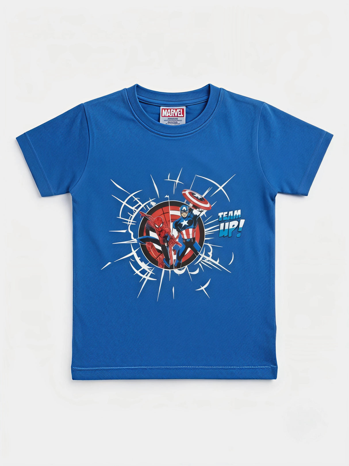 Boys Blue Superhero Graphic Printed Crew Neck T-Shirt