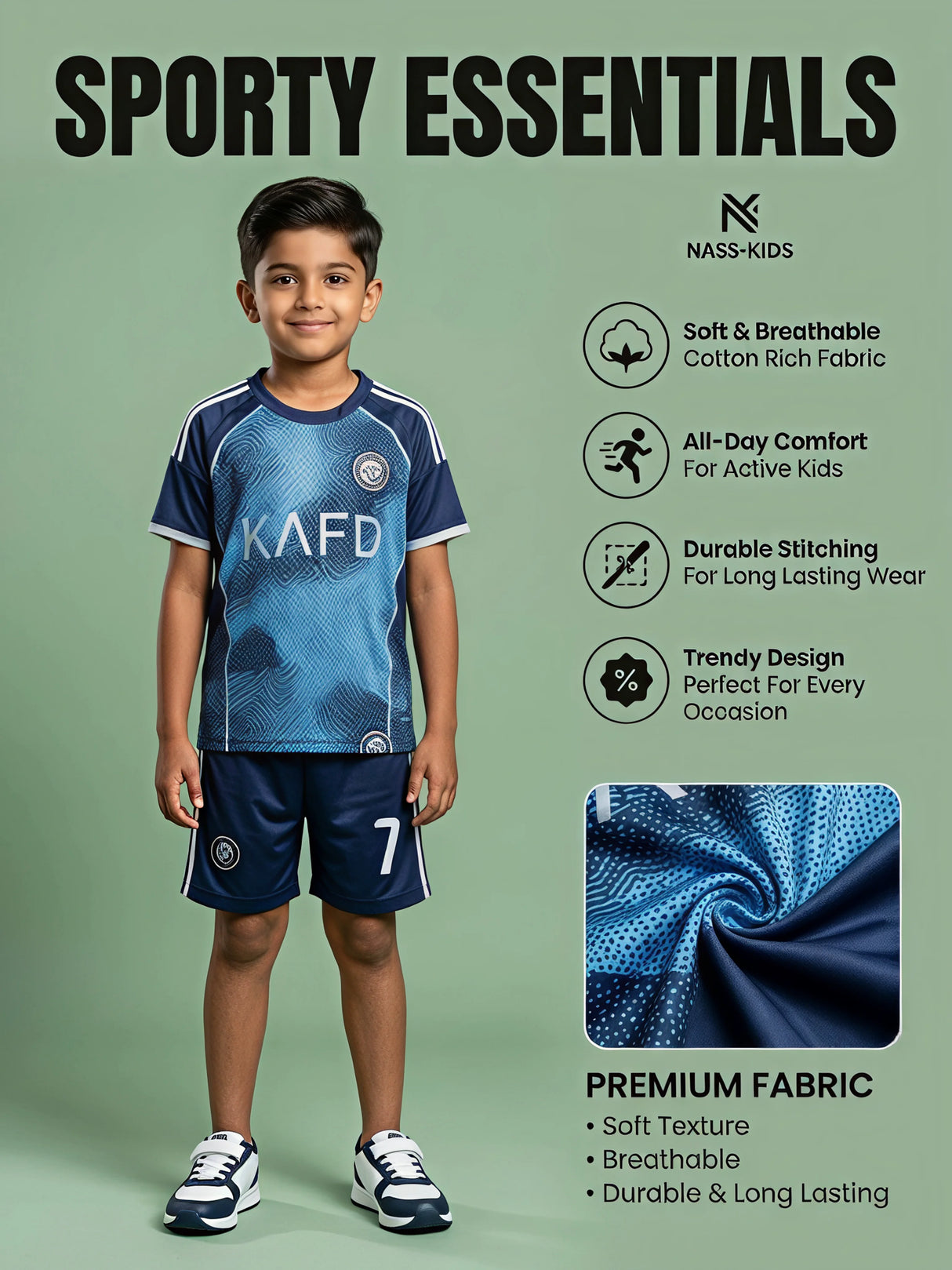 Boys Printed Blue Sports Coordinate Sets with T-Shirt and Shorts