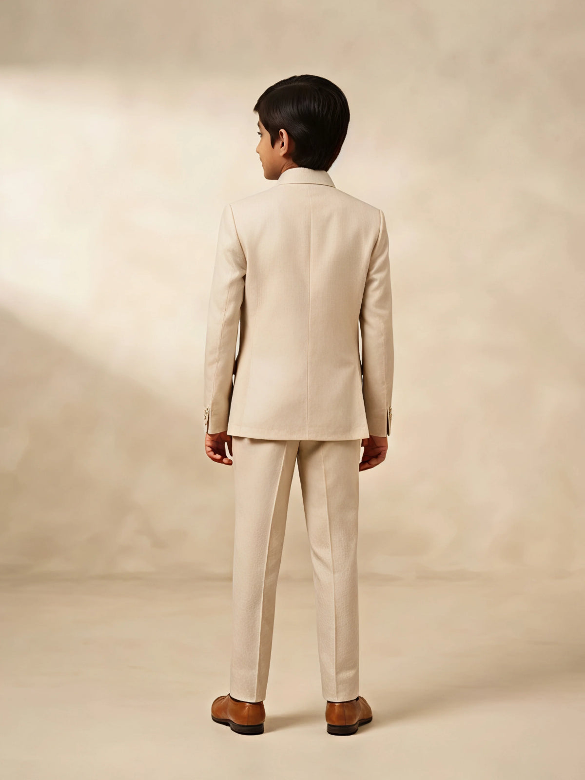 Boys Cream Jodhpuri Suit with Pocket Square