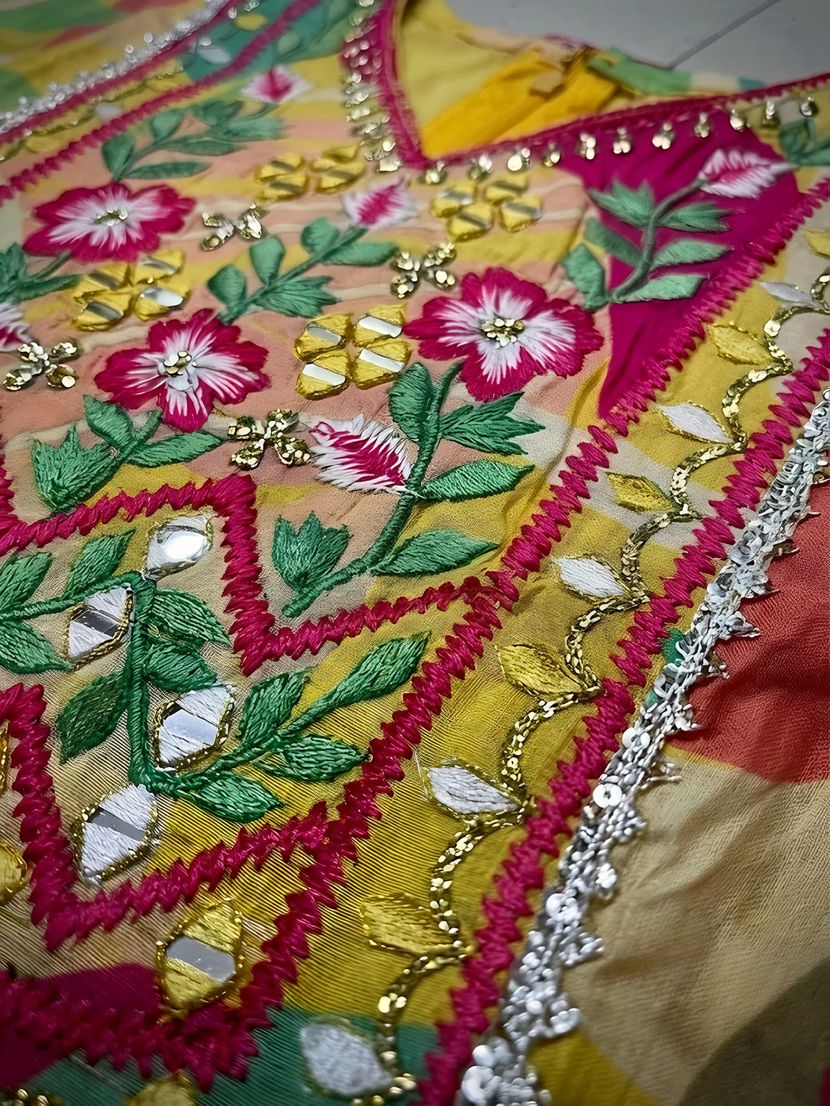 Girls Yellow Printed Floral Sharara Set.