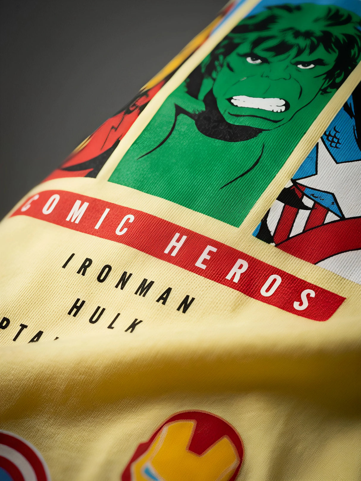 Boys Yellow Marvel Avengers Graphic Tee & Shorts Co-ord Set