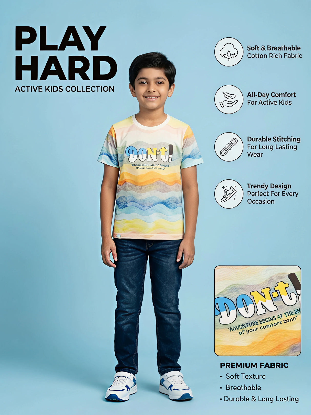 Boys Yellow Sunset Wave Graphic T-Shirt