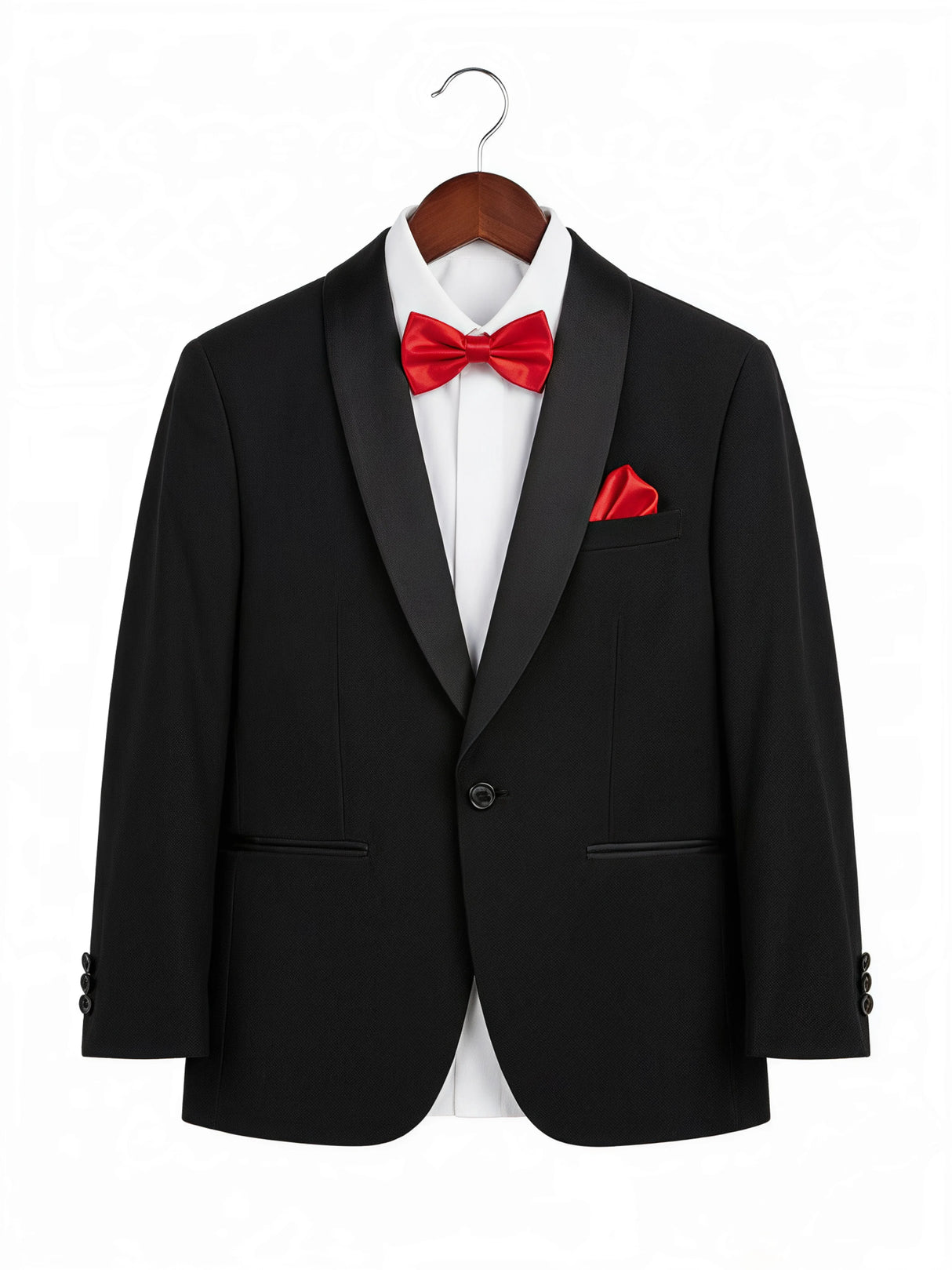 Boys' Formal Black Coat Suit Set with Red Bowtie ()
