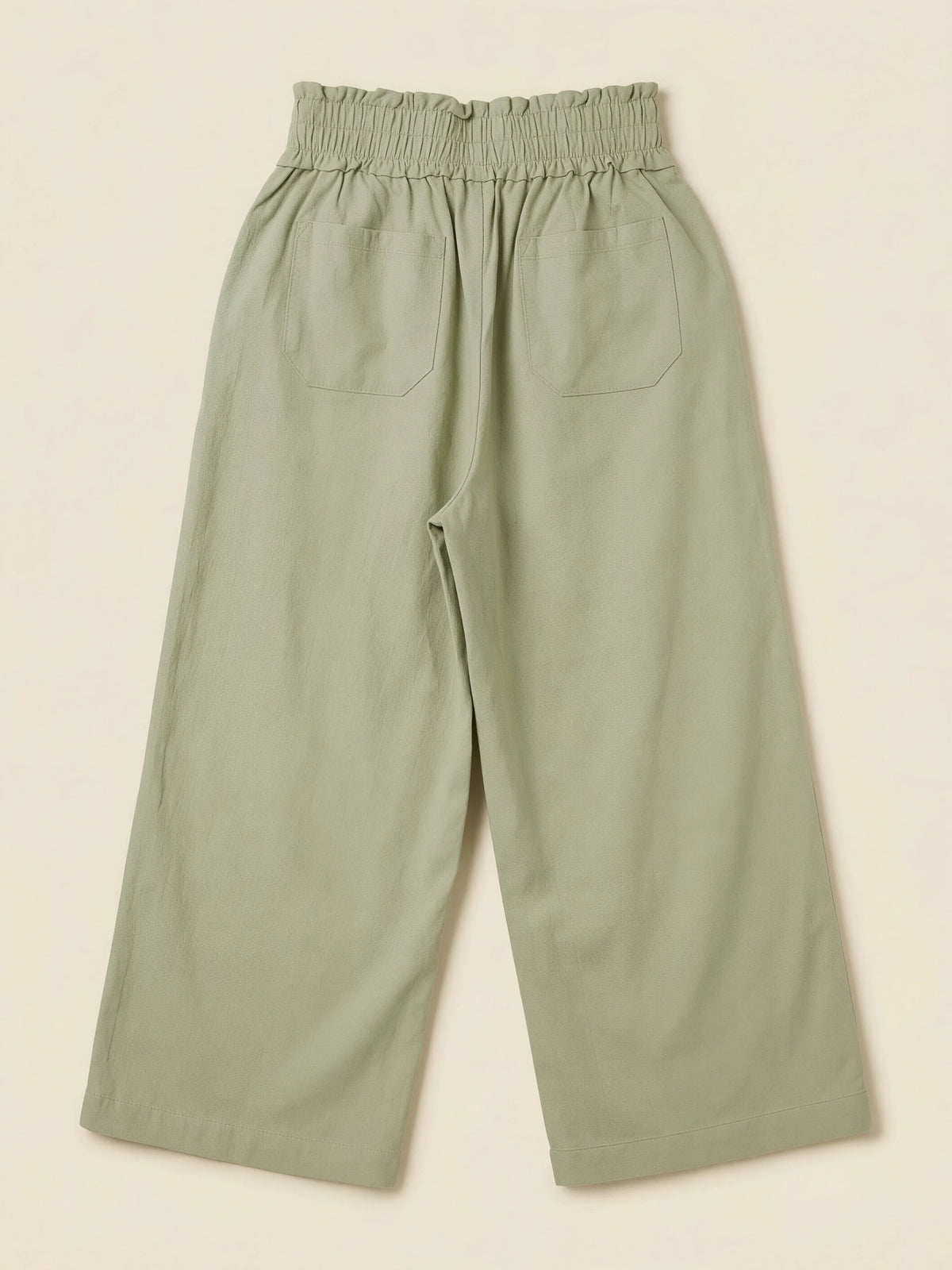 Girls Sage Green High-Waist Wide-Leg Casual Pants