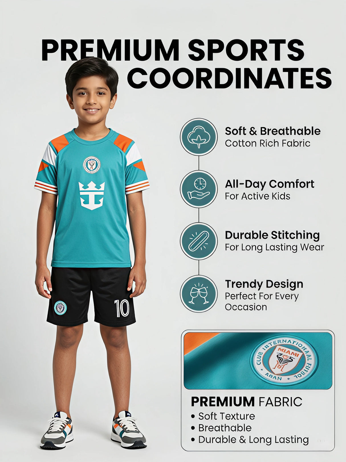 Boys Green Athletic Jersey and Shorts Co-ord Set