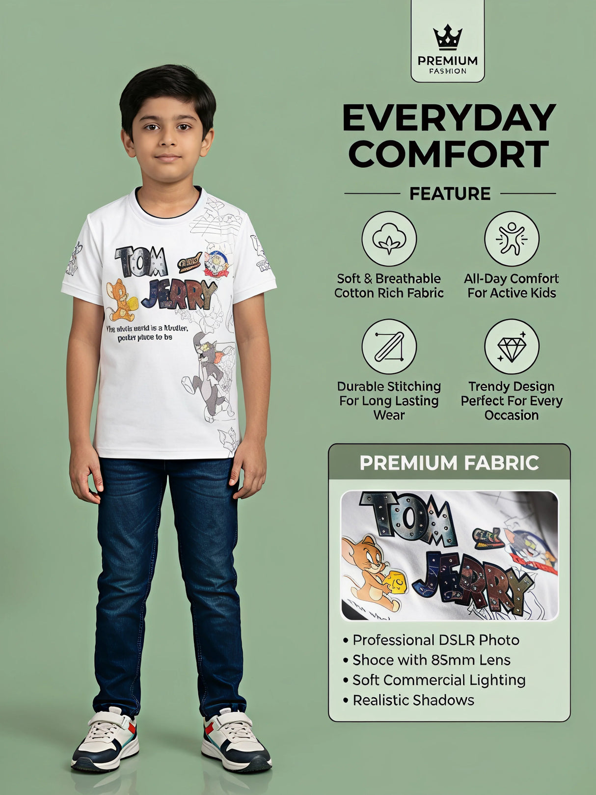 Boys White Tom and Jerry Graphic T-Shirt