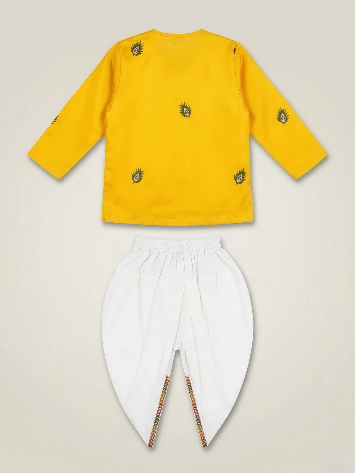 Vibrant Yellow Printed Kanha Dhoti Kurta Set for Boys.