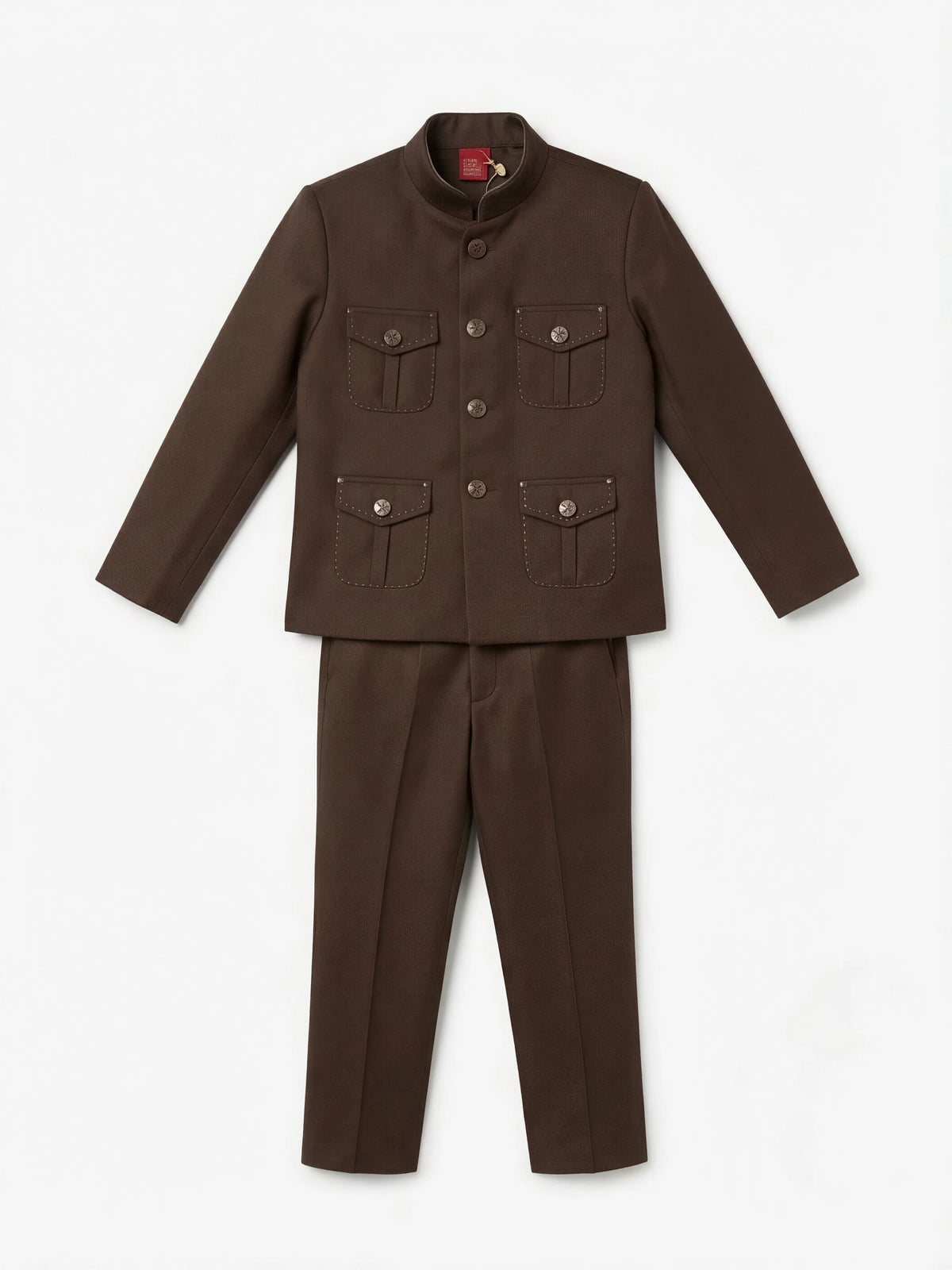 Brown Solid Jodhpuri Kurta Pajama Set for Boys