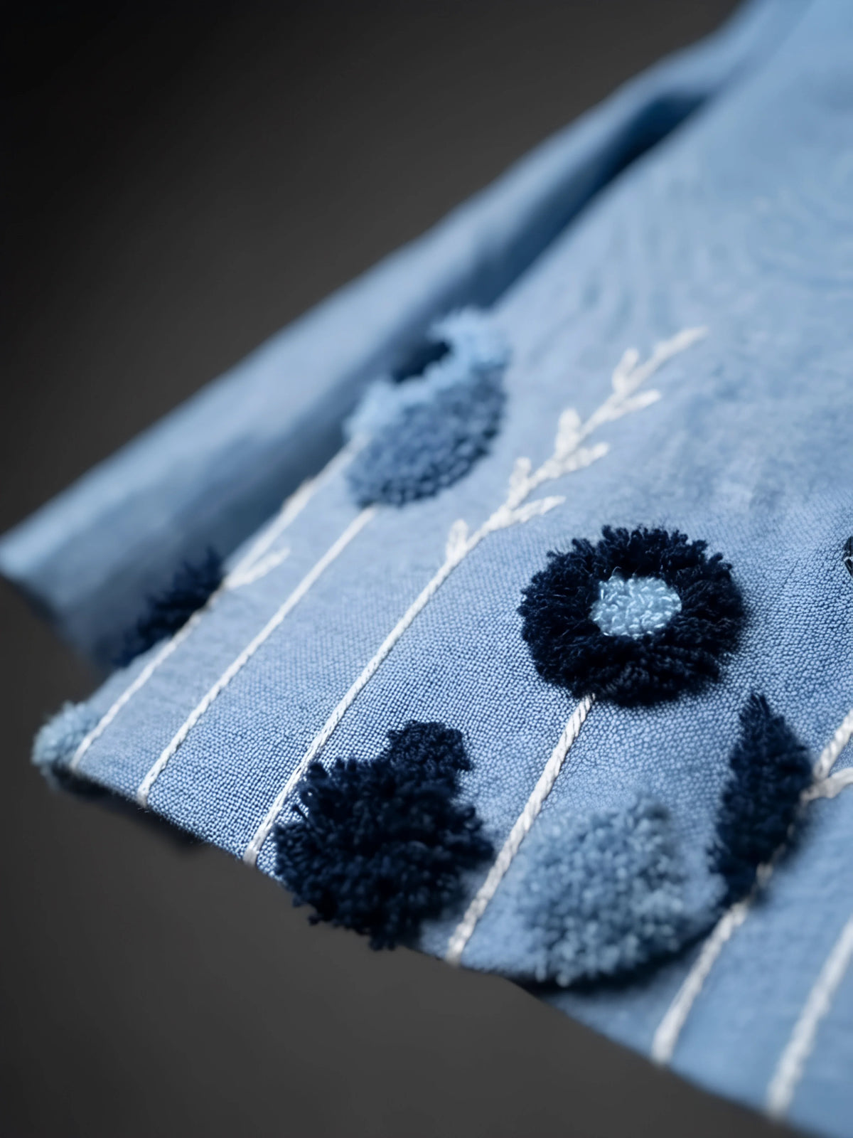 Boys Light Blue Embroidered Coat Suit