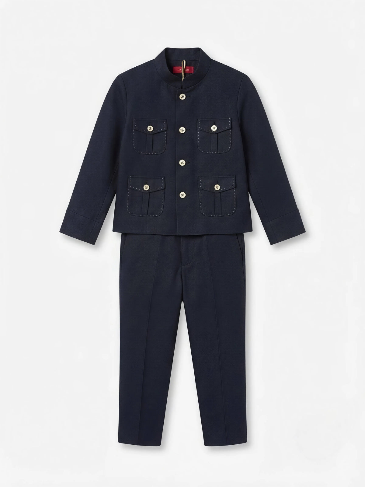 Black Solid Waist Coat Pajama Set for Boys