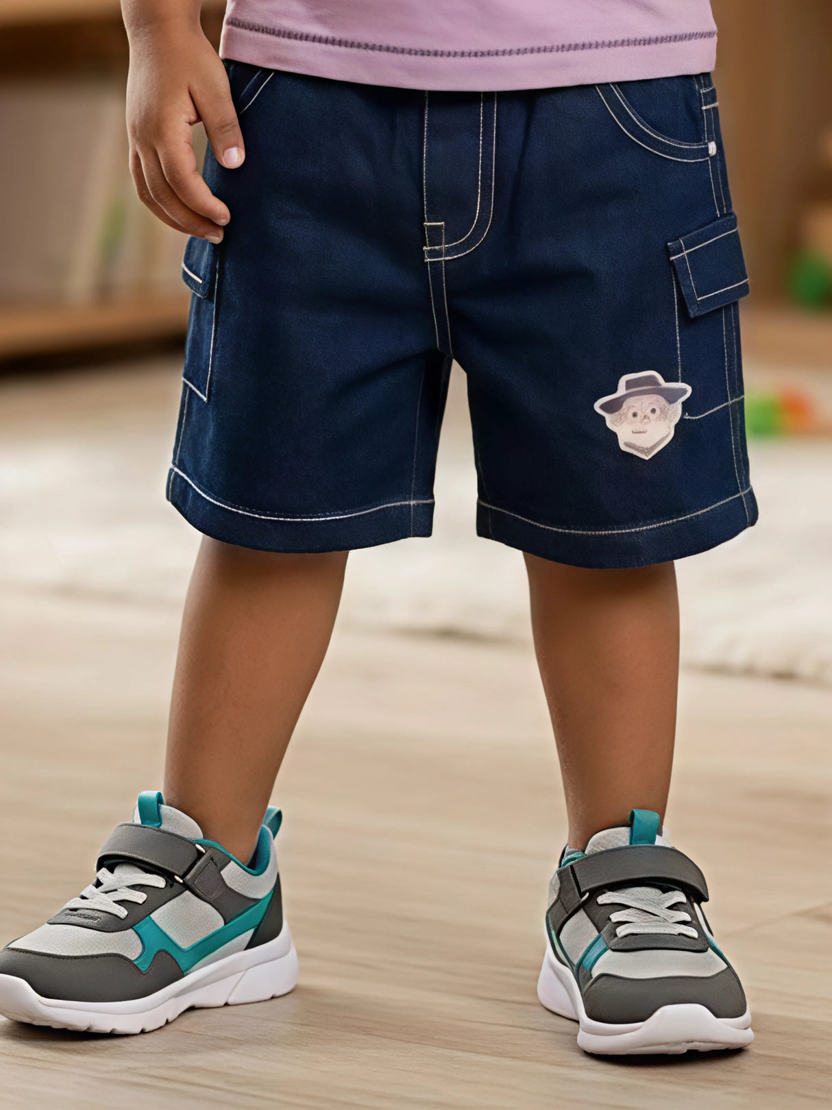 Boys Purple Adventure Graphic T-Shirt & Denim Shorts Set