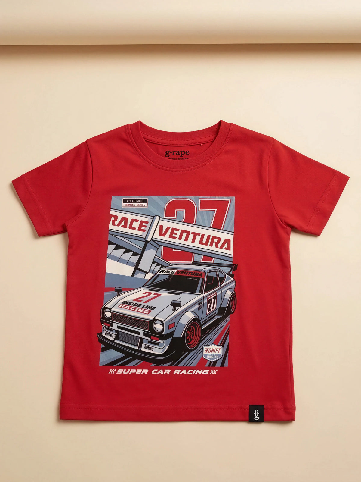 Boys Red Racing Car Printed T-Shirt