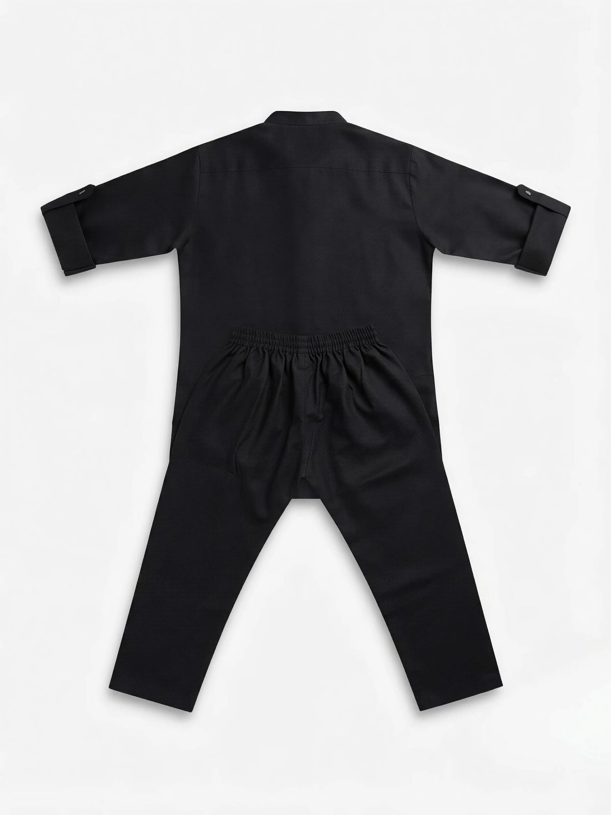 Black Designer Placket Kurta Pajama Set for Boys