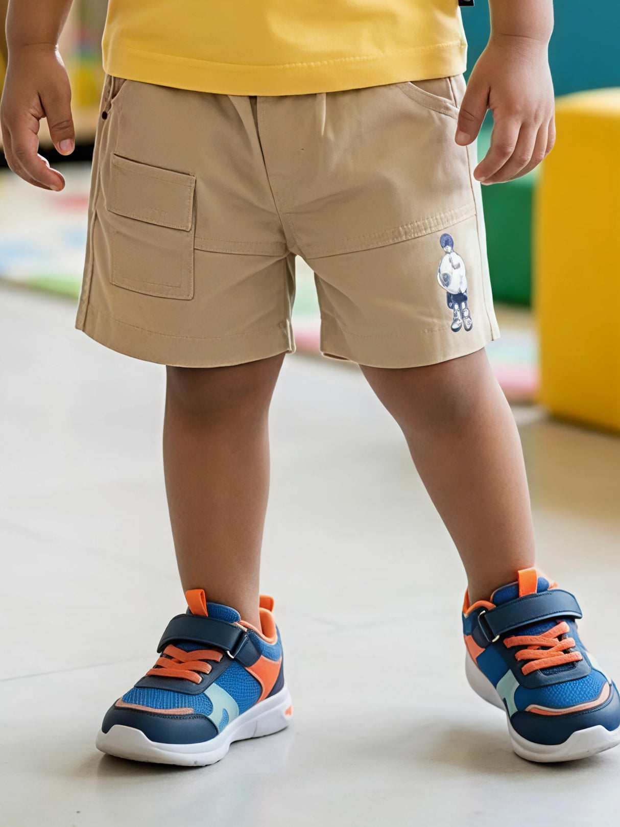 Boys Yellow Free Spirit Cotton T-Shirt and Cargo Shorts Set