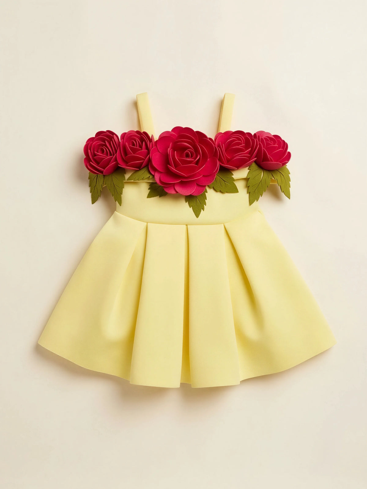 Girls Yellow Floral Party Wear Frock.