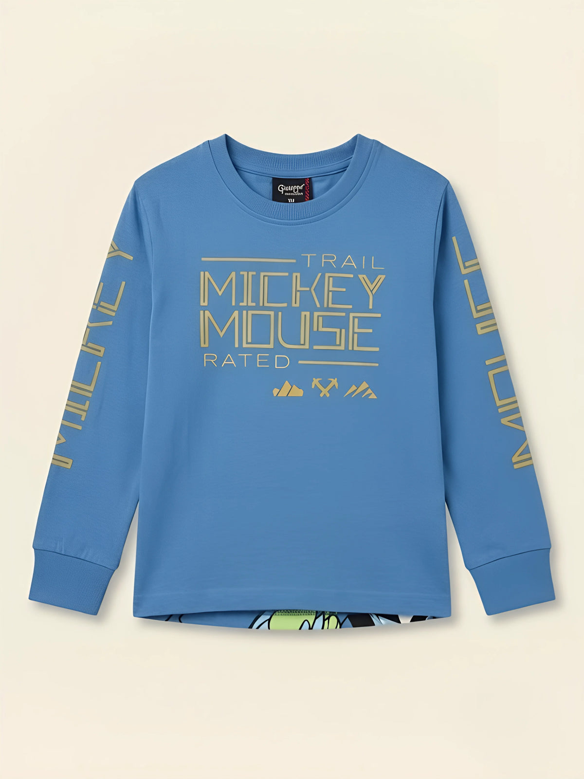 Boys Blue Graphic Printed Full Sleeve T-Shirt