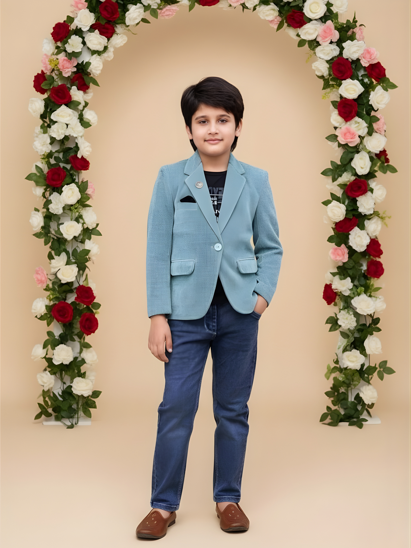 Boys' Light Blue Corduroy Sport Coat / Casual Blazer