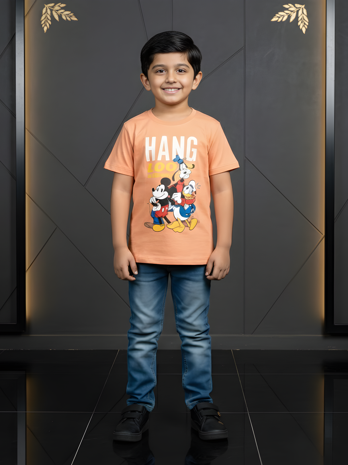Boys' Peach Cartoon Friends Graphic T-Shirt
