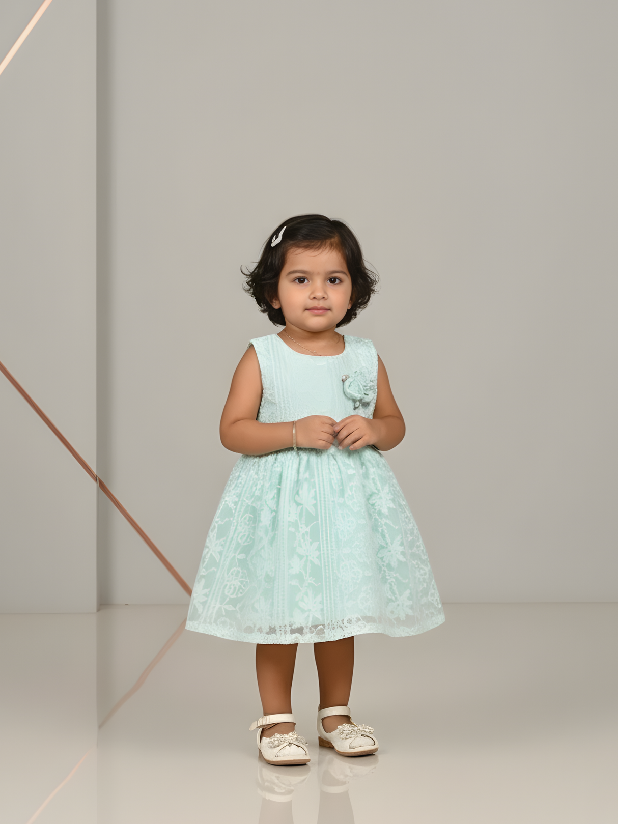 Mint Green Floral Lace Party Dress