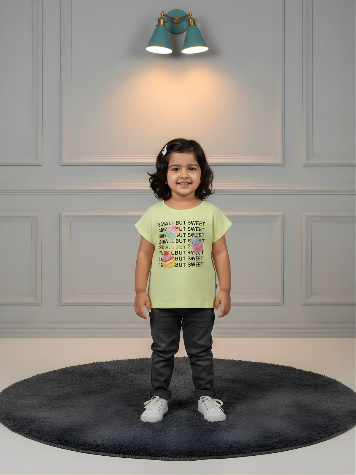 Girls Mint Green "Small But Sweet" Cupcake Graphic Tee
