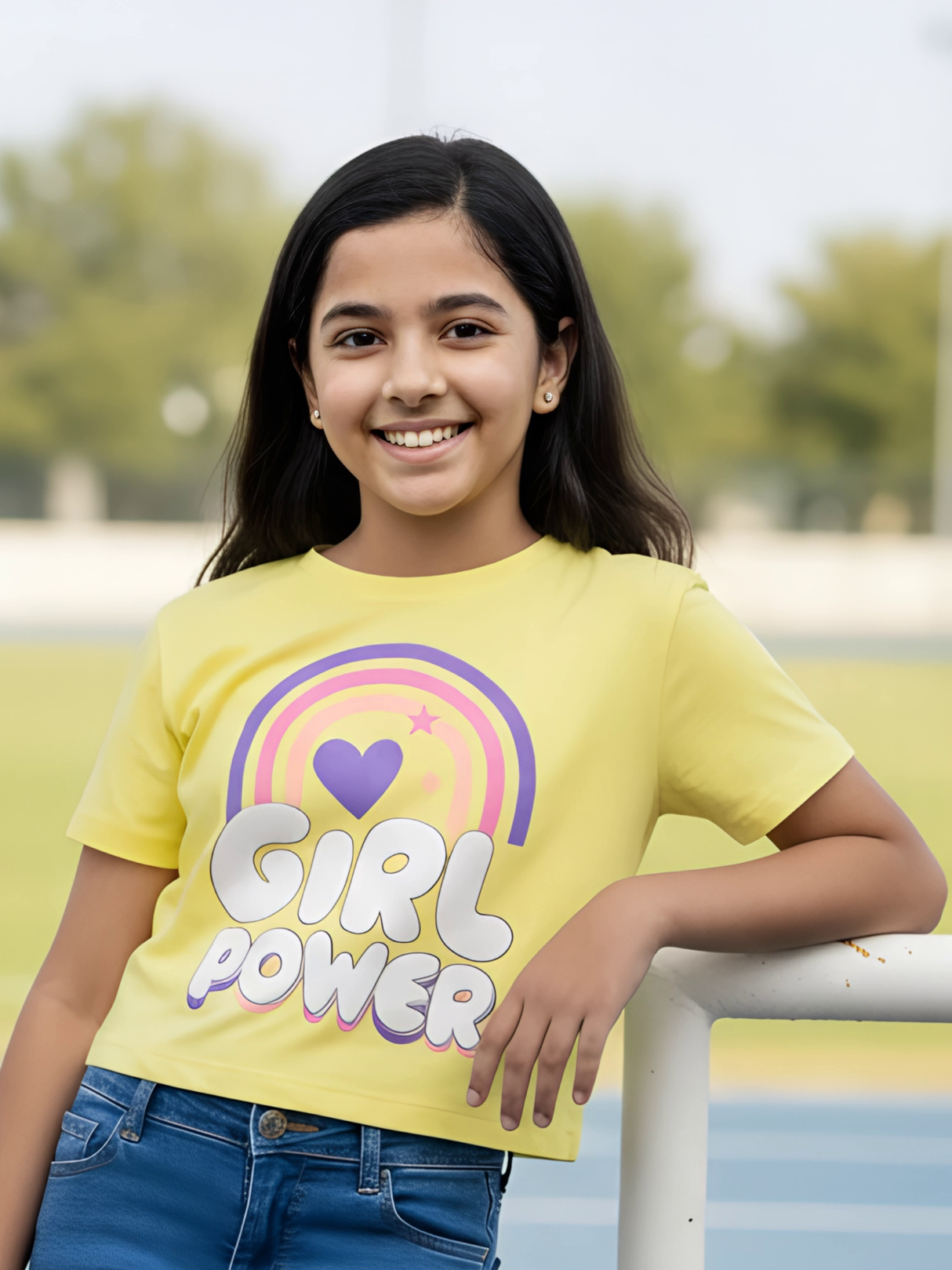 Girls "Girl Power" Graphic Crop Top