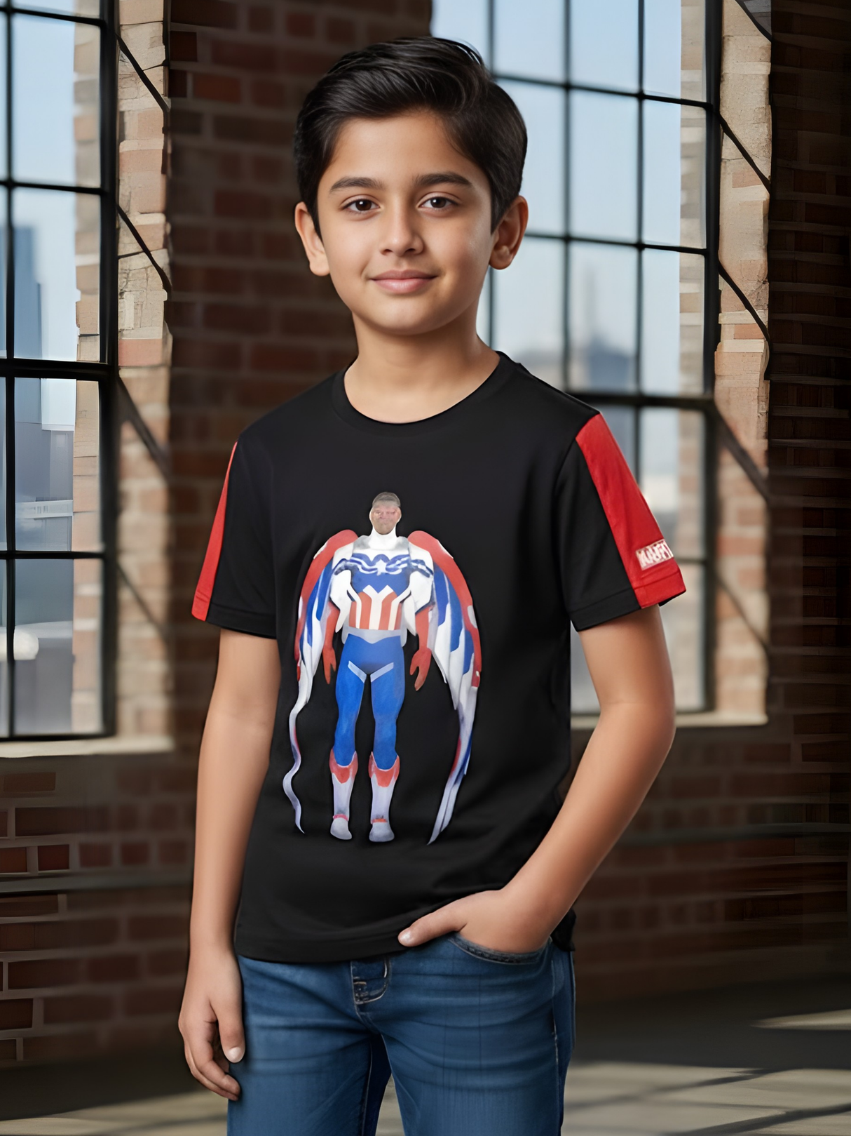 Boys' Black Marvel Falcon Captain America Graphic T-Shirt