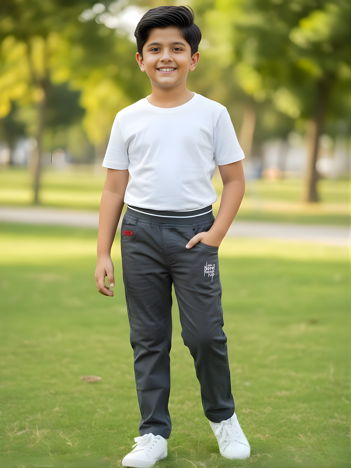 Boys' Essential Slate Grey Comfort-Waist Pants