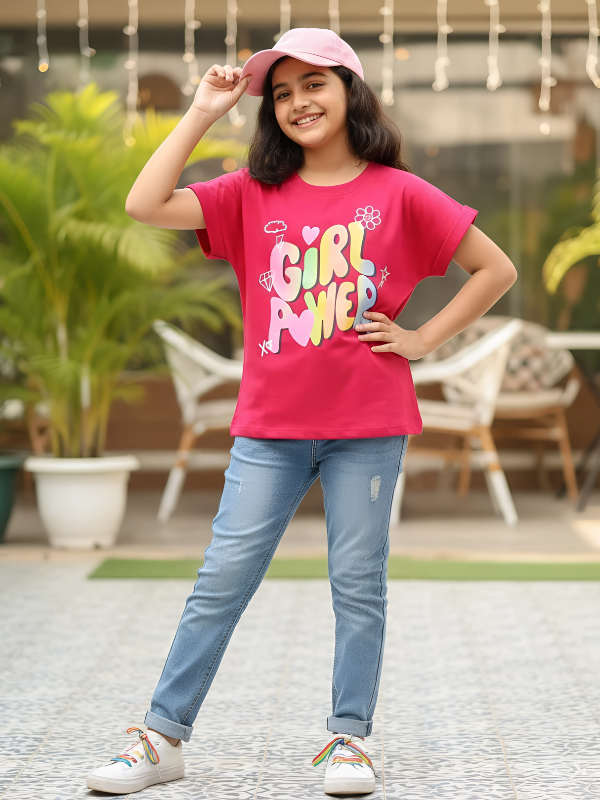 Rani Pink "Girl Power" Graphic Cotton T-Shirt
