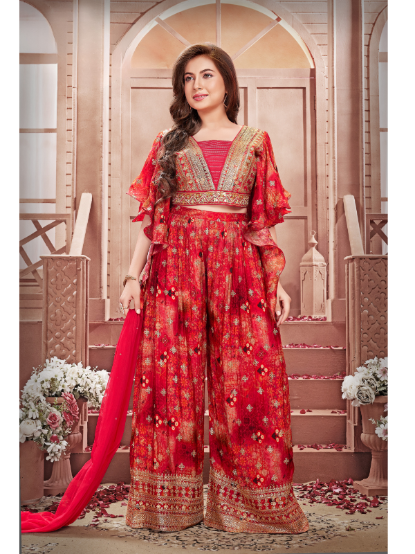 Girls Traditional 3/4th Sleeves Plazo Set - Rani